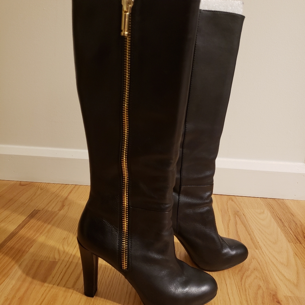 Banana Republic Vitah Tall Black Leather Boots, size 7.5 with original box